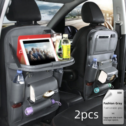 Multifunktionaler Auto-Rücksitz Organizer aus Leder | Klapptisch & Tablet-Halter | Premium Sitz-Organizer