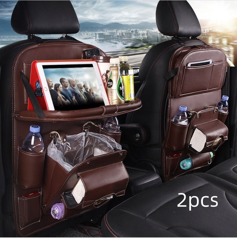 Multifunktionaler Auto-Rücksitz Organizer aus Leder | Klapptisch & Tablet-Halter | Premium Sitz-Organizer