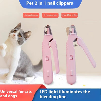2-in-1 Krallenschneider mit LED-Licht für Hunde & Katzen – Professioneller Nagelknipser mit Feile & Sicherheitsvorrichtung