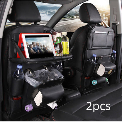 Multifunktionaler Auto-Rücksitz Organizer aus Leder | Klapptisch & Tablet-Halter | Premium Sitz-Organizer