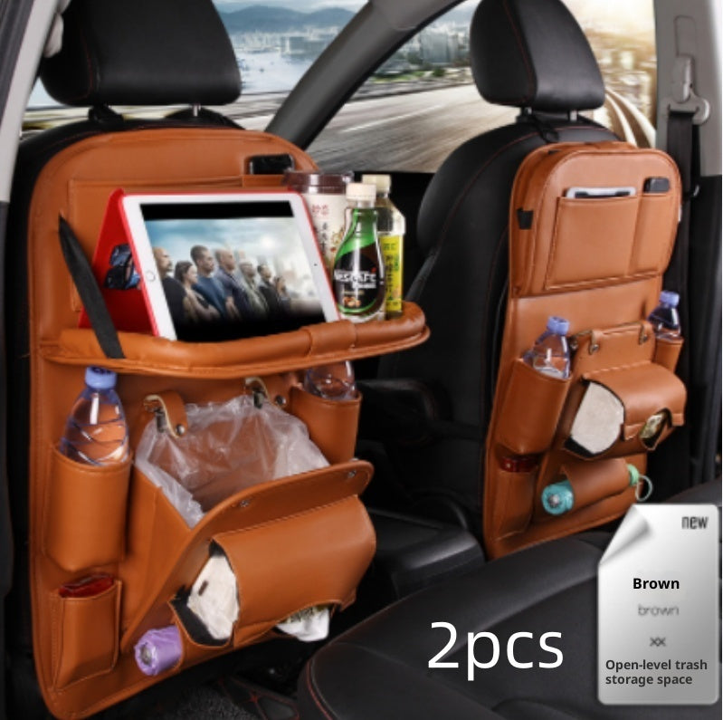 Multifunktionaler Auto-Rücksitz Organizer aus Leder | Klapptisch & Tablet-Halter | Premium Sitz-Organizer