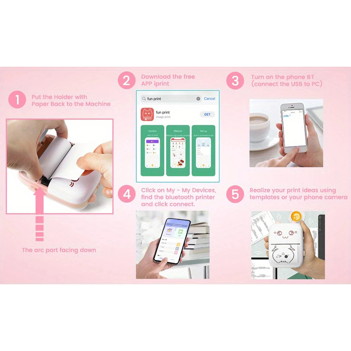 Mini Fotodrucker Bluetooth – Tragbarer HD-Thermodrucker für Etiketten & Fotos