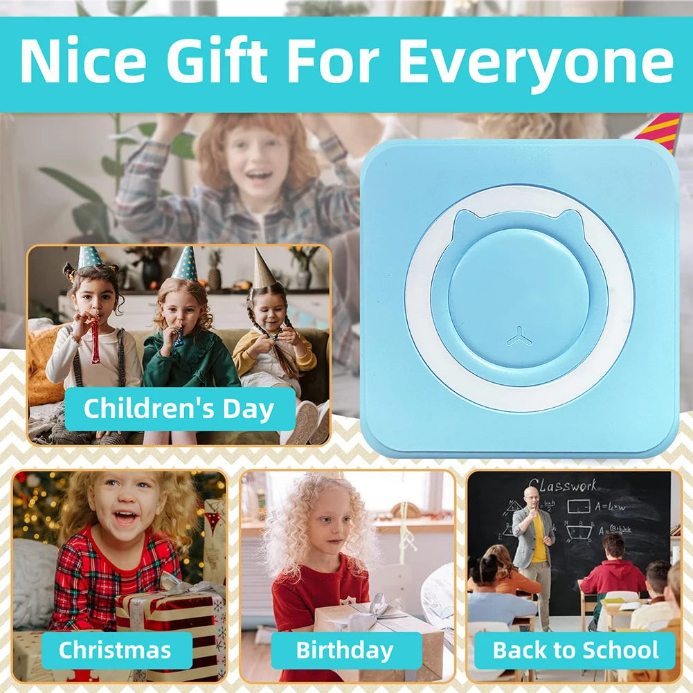 Mini Bluetooth Thermodrucker – Mobiler Inkless Printer für Fotos, Etiketten & Notizen (200 DPI)