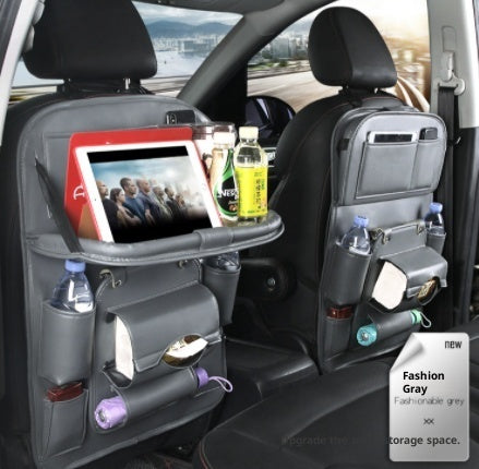 Multifunktionaler Auto-Rücksitz Organizer aus Leder | Klapptisch & Tablet-Halter | Premium Sitz-Organizer